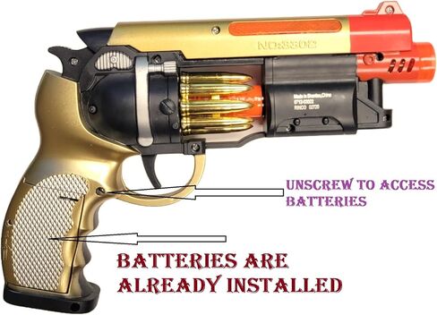 Large LED Light-Up Blaster with Sound (8.5) Adult Size Blade Runner Toy Pistol. Gold Silver and Black with Orange Tip. Batteries Included (2, Gold) in Saudi Arabia