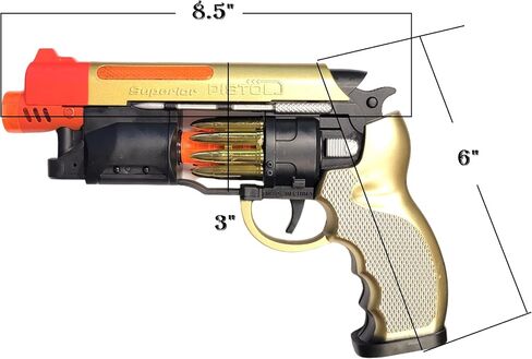 Large LED Light-Up Blaster with Sound (8.5) Adult Size Blade Runner Toy Pistol. Gold Silver and Black with Orange Tip. Batteries Included (2, Gold) in Saudi Arabia