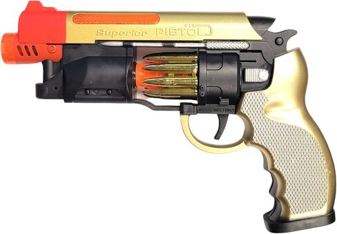 Large LED Light-Up Blaster with Sound (8.5) Adult Size Blade Runner Toy Pistol. Gold Silver and Black with Orange Tip. Batteries Included (2, Gold) in Saudi Arabia