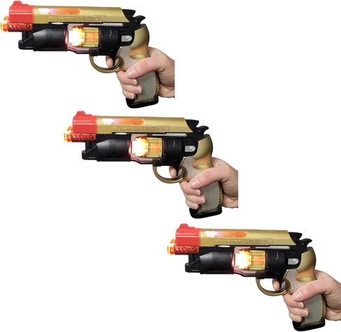 Large LED Light-Up Blaster with Sound (8.5) Adult Size Blade Runner Toy Pistol. Gold Silver and Black with Orange Tip. Batteries Included (2, Gold) in Saudi Arabia