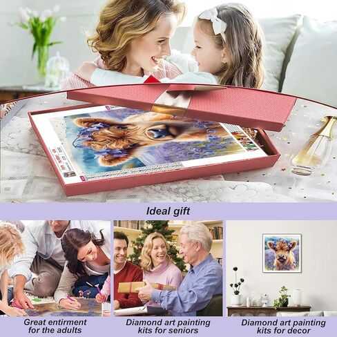 مجموعات الطلاء الماسي من Stalente للبقرة البالغة، مجموعات فنية ماسية خماسية الأبعاد للمبتدئين، لوحة ماسية دائرية كاملة لتزيين الحائط المنزلي هدية 12×12 بوصة، حيوان in Kuwait