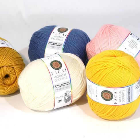 خيوط صوف ميرينو من مزيج Facai للحياكة - كرة وزنها 197 ياردة (3.5 أونصة)، مثالية للسترات والأوشحة والإكسسوارات (1، كحلي) in Kuwait