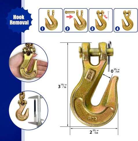 سلاسل المقطورة مع خطافات، سلسلة 3/8 من الدرجة 80 سلسلة سحب 7,100 رطل حمل عمل لبناء مزرعة الشاحنات، 3/8 بوصة × 10 قدم in Kuwait