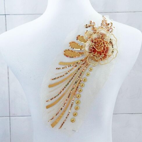 1 قطعة فستان زفاف مطرز بالدانتيل مزين بالدانتيل وخياطة على رقع الأزهار DIY زخارف دانتيل (أسود) ... in Kuwait