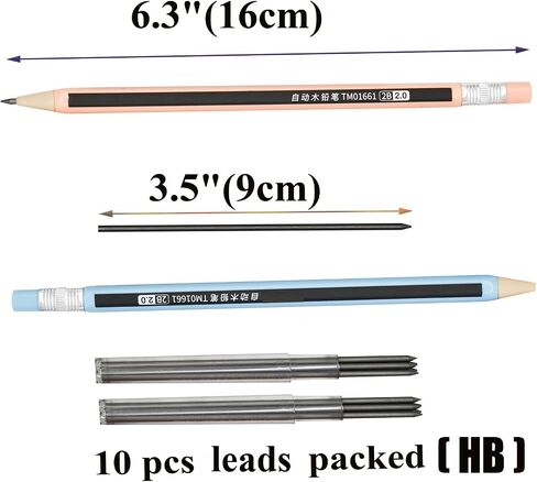 12 Pieces 2 mm Mechanical Pencils Hexagonal Pencils Wood-like Pencils With 10 pcs HB Refills Sharpeners Art Drawing Pencils,Writing Sketching Pencils At School Office Home in Saudi Arabia