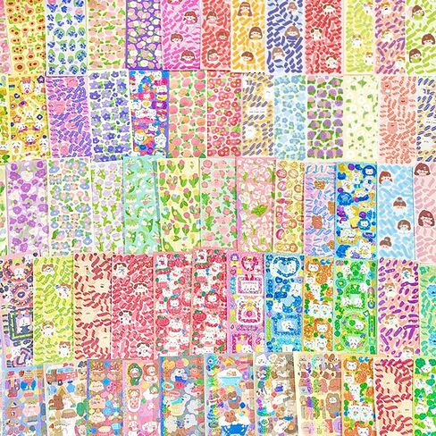 100 Sheets Korean Deco Stickers Set,Photocard Stickers,Cute Style is Perfectly Suited for Photocard Family Photo Album Journaling Scrspbooking Arts Crafts (100) in Saudi Arabia