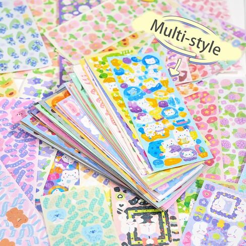 100 Sheets Korean Deco Stickers Set,Photocard Stickers,Cute Style is Perfectly Suited for Photocard Family Photo Album Journaling Scrspbooking Arts Crafts (100) in Saudi Arabia