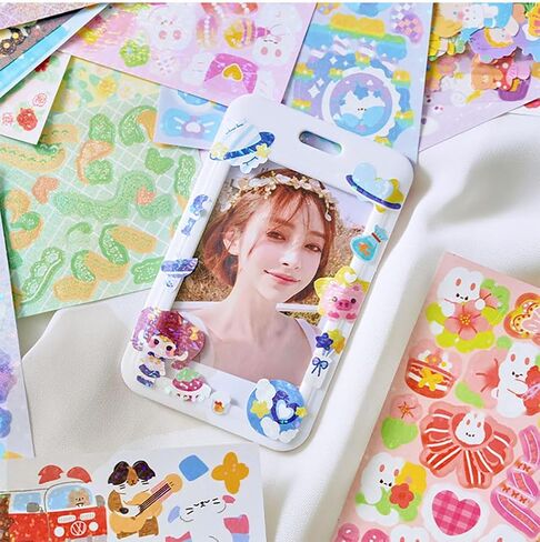 100 Sheets Korean Deco Stickers Set,Photocard Stickers,Cute Style is Perfectly Suited for Photocard Family Photo Album Journaling Scrspbooking Arts Crafts (100) in Saudi Arabia