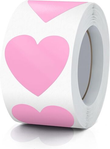 Pink Heart Stickers Roll 1.5 Inch Valentine's Day Love Shape Labels Waterproof Removable for Craft Envelopes Boxes Gift Tags Bags Wedding 500 PCS in Kuwait