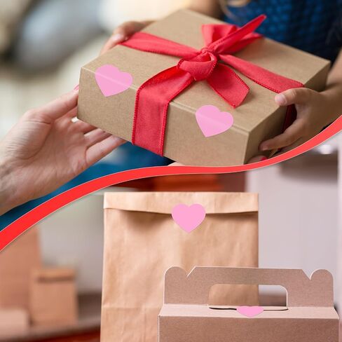 Pink Heart Stickers Roll 1.5 Inch Valentine's Day Love Shape Labels Waterproof Removable for Craft Envelopes Boxes Gift Tags Bags Wedding 500 PCS in Kuwait