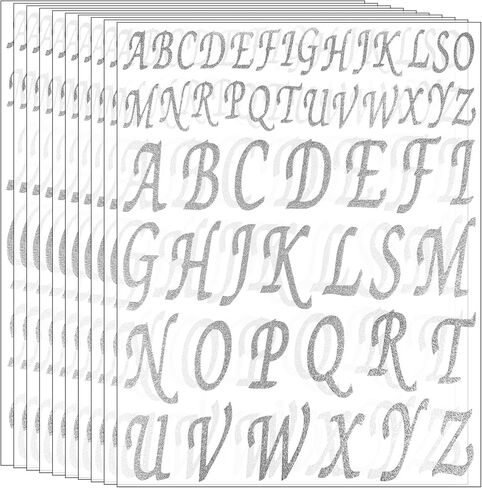 520 Pieces 10 Sheets Glitter Alphabet Letter Stickers,Self Adhesive Stick on Letters Capital Alphabet Stickers Letter for Grad Cap Decoration DIY Crafts Art Making(Gold and Silver,1Inch,2Inch) in Saudi Arabia