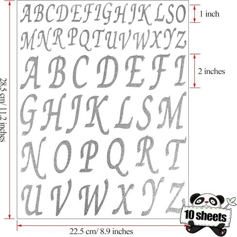 520 Pieces 10 Sheets Glitter Alphabet Letter Stickers,Self Adhesive Stick on Letters Capital Alphabet Stickers Letter for Grad Cap Decoration DIY Crafts Art Making(Gold and Silver,1Inch,2Inch) in Saudi Arabia