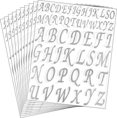520 Pieces 10 Sheets Glitter Alphabet Letter Stickers,Self Adhesive Stick on Letters Capital Alphabet Stickers Letter for Grad Cap Decoration DIY Crafts Art Making(Gold and Silver,1Inch,2Inch) in Saudi Arabia