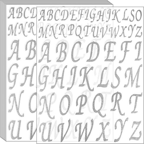 520 Pieces 10 Sheets Glitter Alphabet Letter Stickers,Self Adhesive Stick on Letters Capital Alphabet Stickers Letter for Grad Cap Decoration DIY Crafts Art Making(Gold and Silver,1Inch,2Inch) in Saudi Arabia
