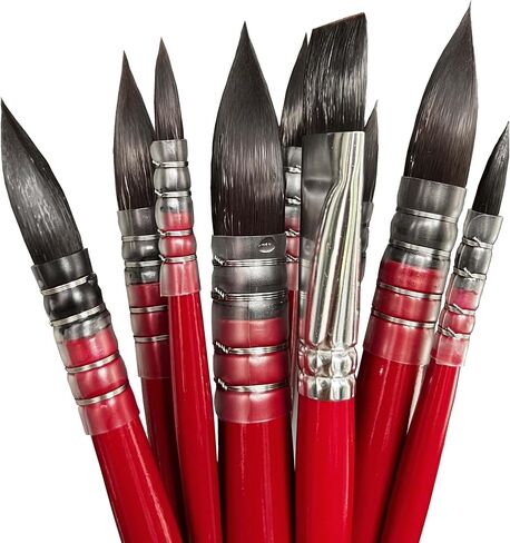Watercolor Paint Mop Brushes with Short Handle, Synthetic Squirrel Hair, №0-№8, 8 Round & 1 Flat №7, 9 PCs Art Supply Set for Watercolor Paint and Acrylic, Ideal for Artists and Hobbyist. in Saudi Arabia
