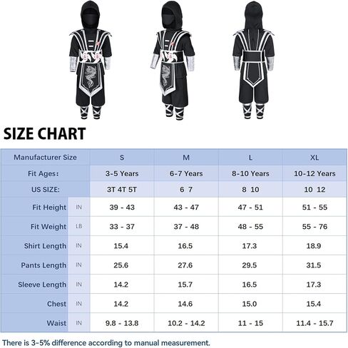 Ninjia Costume for Boys & Girls - Kids Ninja Costume Suit with Deluxe Ninja Accessories for Halloween Cospaly Dress Up in Saudi Arabia