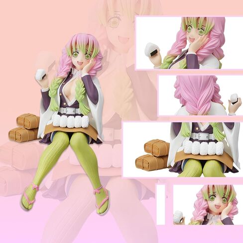 Mitsuri Kanroji Kanzaki Aoi Action Figure Eating Rice Balls Series Demon Figures Monster Slayer Ghost Slayer Sitting Pose Collection Toys Car Desk Decor in Saudi Arabia