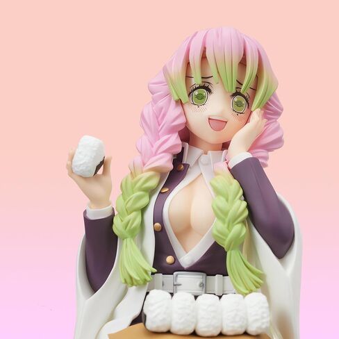 Mitsuri Kanroji Kanzaki Aoi Action Figure Eating Rice Balls Series Demon Figures Monster Slayer Ghost Slayer Sitting Pose Collection Toys Car Desk Decor in Saudi Arabia