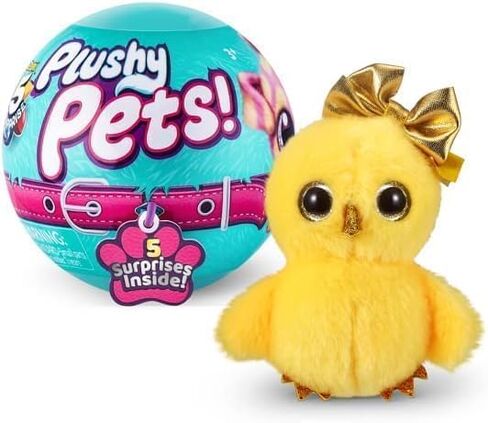 ZURU 5 Surprise Plushy Pets Mystery Set Surprise Series 1 حزمة صغيرة من الحيوانات المحشوة الغامضة مع ملصقات إضافية والمزيد | لعبة القطيفة الغامضة للأطفال in Kuwait