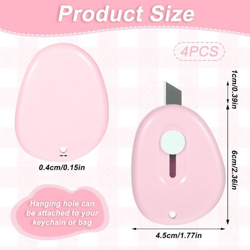 4 Pack Cute Retractable Mini Box Cutters Flower Shaped Utility Knives Art Cutter Package Letter Opener Tool for Office, Home, DIY Crafts (White&Purple&Blue&Pink) in Saudi Arabia