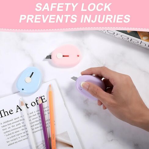 4 Pack Cute Retractable Mini Box Cutters Flower Shaped Utility Knives Art Cutter Package Letter Opener Tool for Office, Home, DIY Crafts (White&Purple&Blue&Pink) in Saudi Arabia
