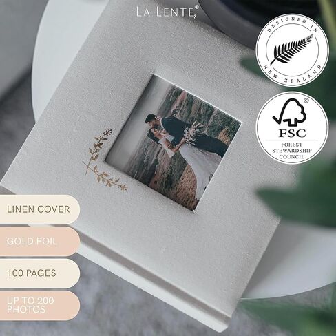 Elegant Linen Photo Album - 200 Acid-Free Pockets for 4x6 Pics - Perfect for Weddings & Gifts in Saudi Arabia