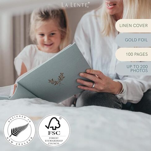 ألبوم صور أنيق من الكتان - 200 جيب خالٍ من الأحماض لصور 4 × 6 - مثالي لحفلات الزفاف والهدايا in Kuwait