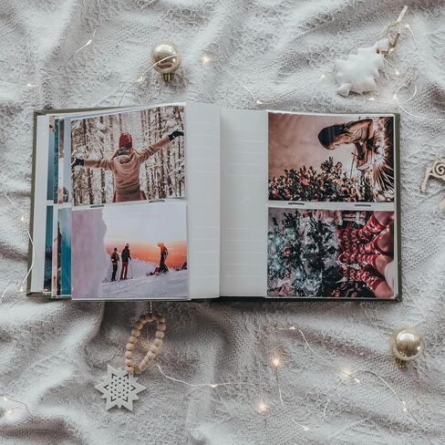 ألبوم صور أنيق من الكتان - 200 جيب خالٍ من الأحماض لصور 4 × 6 - مثالي لحفلات الزفاف والهدايا in Kuwait