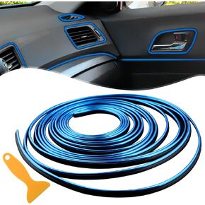 Car Interior Trim Strips - 16.4ft/5M Universal Blue Car Decor Car Gap Fillers Automobile Molding Line Decorative Accessories DIY Flexible Strip Garnish Accessory with Installing Tool