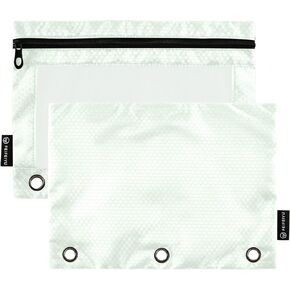 Gredecor Binder Pencil Pouch 3 Ring Azure Zipper Pencil Pouches Case 2 Pack Clear Binder Organizer for School Office