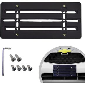Front Bumper License Plate Bracket for Chevrolet 2000-2023, Plate Holder Set w 6 Unique Screw Bolts & Wrench Kit, License Tag Mounting Kit, Quality Plate Holders, Premium Car Accessories