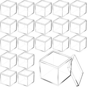 Tuanse 40 Pcs Acrylic Box with Lid Clear Small Acrylic Box Plastic Square Cube with Lid Mini Acrylic Containers Display Box 2.2 x 2.2 x 2.2 Inch for Candy Pill Tiny Jewelry Toys Gifts