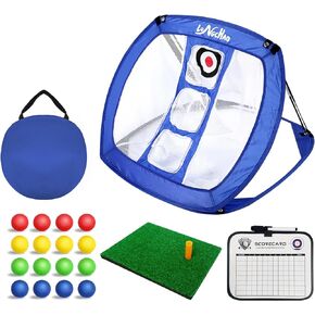 Golf Chipping Net - Pop Up Golf Chipping Net with Hitting Mat, Backyard/Indoor Golf Practice Net for Short Game Practice, Golfing Target Net for Accuracy and Swing Practice