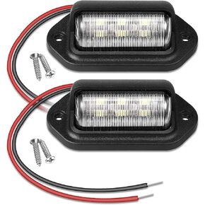EEEKit 2 PCS 12V License Plate Light, 6 SMD LED Bulbs, 6000K Tag Light, Waterproof, for Truck SUV Trailer Van RV Boat