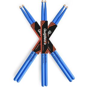 QuigBeats Drum Sticks, Hickory 5A Drumsticks, Drumsticks for Adults & Kids 5A 3 Pairs - Blue