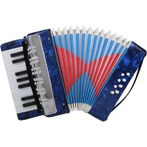 Piano Accordion 17 Keys 8 Bass Hand Accordion Teaching Training Interest Cultivation Musical Instrument for Children Beginners Students