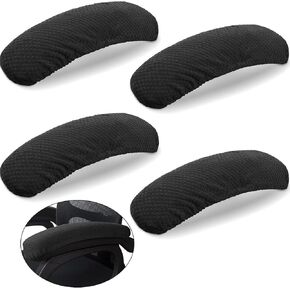 4 Pieces Office Chair Arm Covers Removable Office Chair Cover Stretch Armrest Cover Washable Polyester Armrest Pads Wheelchair Arm Rest Slipcovers for Home Office Chairs (Black) in Saudi Arabia