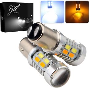 GLL 1157 BAY15D 5730 20 SMD Amber/White Switchback Turn Signal LED Light Bulbs 3.8W 12V LED Super Bright 600 Lumens 6000-6500K Brake Light Lamp (Pack of 2)