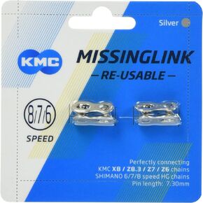 KMC 8 Speed Missinglink Joining Link, Silver, 2 Pairs