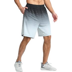 EZRUN Men's Athletic Basketball Shorts with Zipper Pockets Workout Gym Quick Dry 9 Inches Long Shorts for Tennis Running