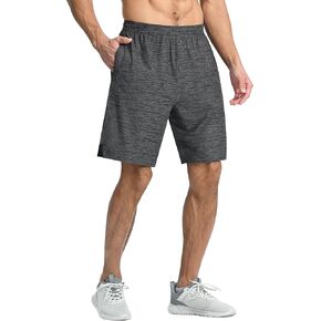 EZRUN Men's Athletic Basketball Shorts with Zipper Pockets Workout Gym Quick Dry 9 Inches Long Shorts for Tennis Running