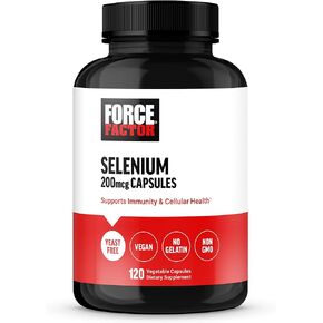 Force Factor Selenium Immune Support Supplement, Selenium 200mcg Capsules to Support Immune Defense, Immunity Supplement, Vegan, Non-GMO, 120 Capsules