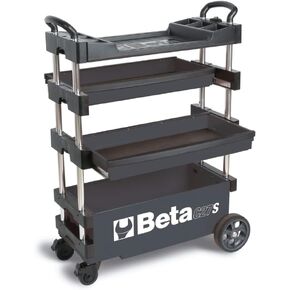 Beta C27S Black Collapsible Tool Cart, 4" Steering Casters w/Brake, 110 lb Capacity