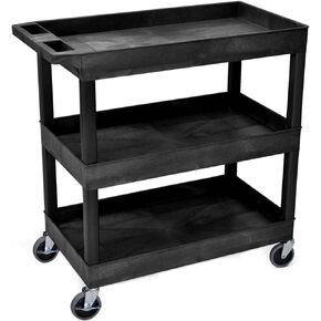 LUXOR EC111-B Tub Storage Cart 3 Shelves - Black,32" x 18"
