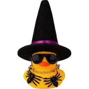 MuMyer Car Rubber Duck Ornaments Halloween Duck Car Dashboard Decorations with Mini Witch Hat Sunglasses Necklace for Halloween Themed Gifts