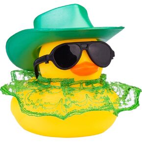 Rubber Duck Car Dashboard St. Patrick's Day Decoration Cute Car Ornaments Accessories with Lucky Green Shamrocks Hat, Necklace and Sunglasse(B9) in Kuwait