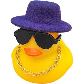 Mini Rubber Duck Car Dashboard Decorations for Car Dashboard Decoration Accessories with Mini Hat Necklace and Sunglasses