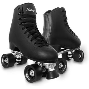 Roller Skates for Women with PU Leather High-top Double Row Rollerskates, Unisex-Adult Indoor Outdoor Derby Skate with Adjustable Fast Braking for Beginner