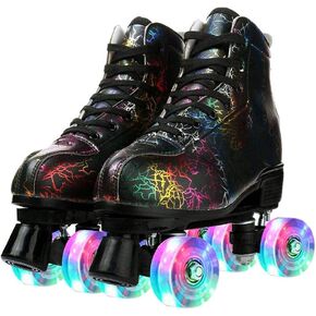 Roller Skates Classic High-top for Adult Outdoor Skating Light-Up Four-Wheel Roller Skates Shiny Roller Skates for Women