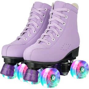 Hurber Women Roller Skates High-Top Double-Row PU Leather Roller Skates for Women